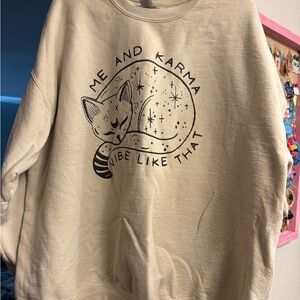 Sweatshirt with Karma Cat Graphic